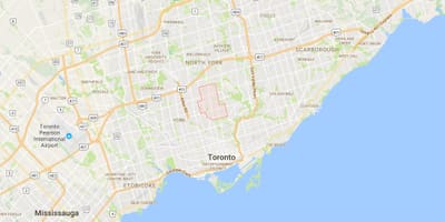 Kort af umdæmi Norður Toronto