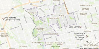 Kort af York Toronto í Kanada