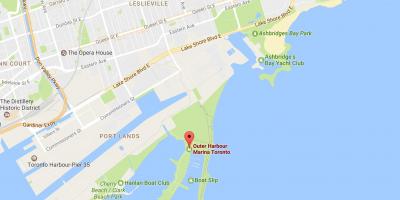 Kort af Ytri harbour marina Toronto